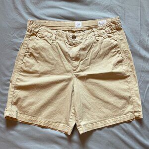 Mid Rise Khaki Shorts (White and Tan)